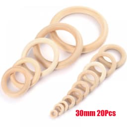 12-125mm Baby Natural Maple Wooden Teething Rings Teether Handmade for Necklace Bracelet DIY Crafts Wood Teether BPA Free