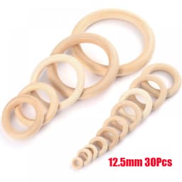 12-125mm Baby Natural Maple Wooden Teething Rings Teether Handmade for Necklace Bracelet DIY Crafts Wood Teether BPA Free