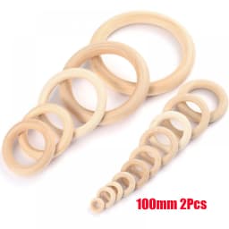 12-125mm Baby Natural Maple Wooden Teething Rings Teether Handmade for Necklace Bracelet DIY Crafts Wood Teether BPA Free