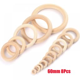 12-125mm Baby Natural Maple Wooden Teething Rings Teether Handmade for Necklace Bracelet DIY Crafts Wood Teether BPA Free