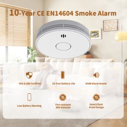 Wireless Interlinked Smoke Alarm 10 Years Battery Interconnected Smoke Detector with LED Indicator & Silence Button VS02F