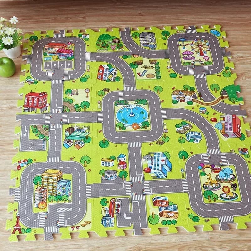 9pcs/lot Baby Play Mat Children Rug Soft Floor Toys Road Traffic Soft Floor Home Decor EVA Kids Foam Puzzles Kids Carpet Playmat