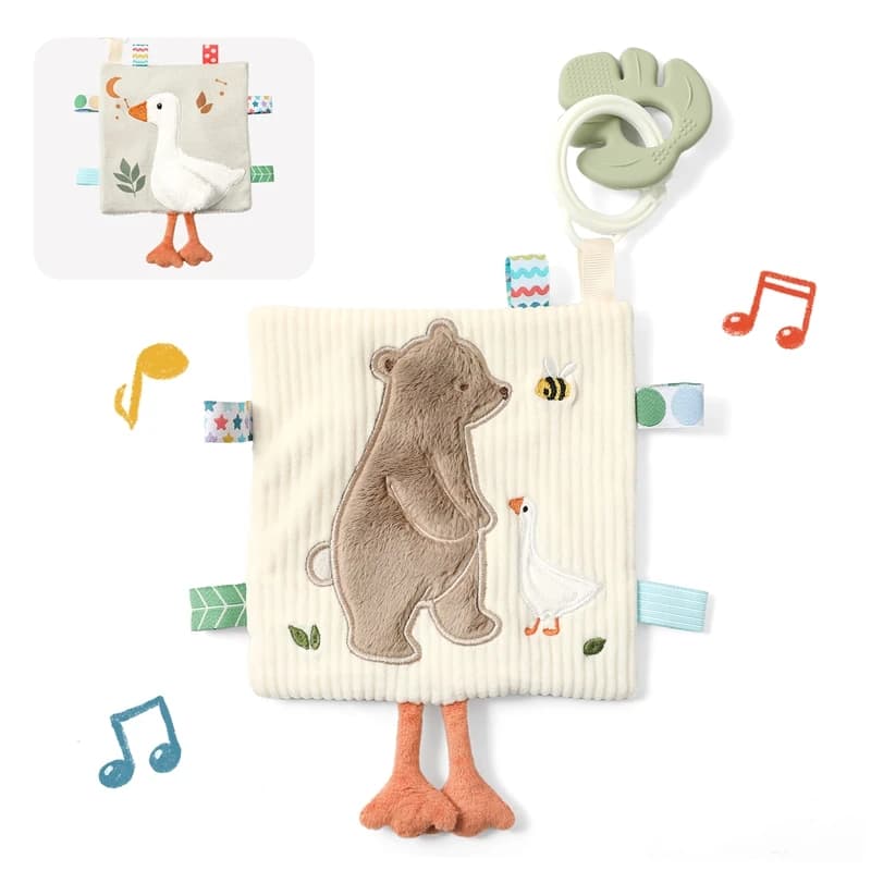 Infants Newborn Gift Soft Cotton Baby Sensory Toy Activity Cube Rattle Teething Book Mirror Crinkle Paper Early Development Toy