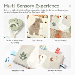 Infants Newborn Gift Soft Cotton Baby Sensory Toy Activity Cube Rattle Teething Book Mirror Crinkle Paper Early Development Toy