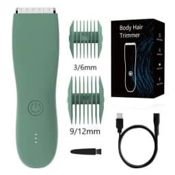 Body Hair Trimmer for Men Balls Waterproof Green Electric Shaver Trimmer Machine for Man Shaving Groin Trimmers Sensitive Areas