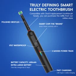 Intelligent Rotating Electric Toothbrush, Rechargeable Rotary Toothbrush Compatible with Oral B Replacement Electric Brush Heads