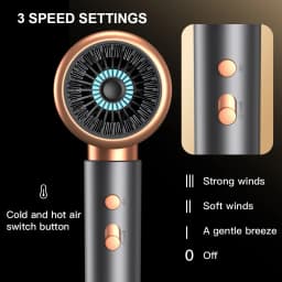Negative Ion Blow Dryer 3rd Gear Professional Hair Dryer with Hot Cold Wind Air Brush Function Strong Power Salon Tool