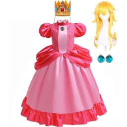 Peach Princess Dress Girl 2-10 Yrs Daisy Cosplay Costume Rosalina Dress Up Clothes Children Birthday Theme Party Carnival Outfit