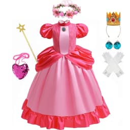 Peach Princess Dress Girl 2-10 Yrs Daisy Cosplay Costume Rosalina Dress Up Clothes Children Birthday Theme Party Carnival Outfit