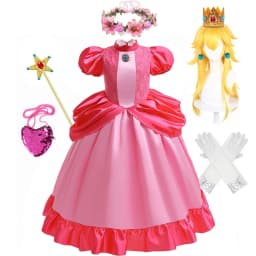 Peach Princess Dress Girl 2-10 Yrs Daisy Cosplay Costume Rosalina Dress Up Clothes Children Birthday Theme Party Carnival Outfit