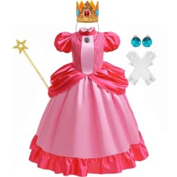 Peach Princess Dress Girl 2-10 Yrs Daisy Cosplay Costume Rosalina Dress Up Clothes Children Birthday Theme Party Carnival Outfit