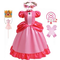 Peach Princess Dress Girl 2-10 Yrs Daisy Cosplay Costume Rosalina Dress Up Clothes Children Birthday Theme Party Carnival Outfit