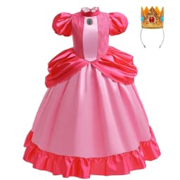 Peach Princess Dress Girl 2-10 Yrs Daisy Cosplay Costume Rosalina Dress Up Clothes Children Birthday Theme Party Carnival Outfit