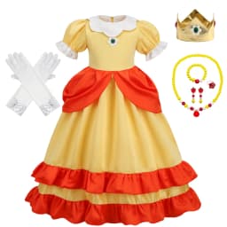 Peach Princess Dress Girl 2-10 Yrs Daisy Cosplay Costume Rosalina Dress Up Clothes Children Birthday Theme Party Carnival Outfit