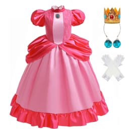 Peach Princess Dress Girl 2-10 Yrs Daisy Cosplay Costume Rosalina Dress Up Clothes Children Birthday Theme Party Carnival Outfit