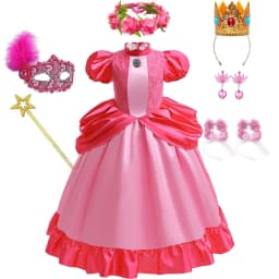 Peach Princess Dress Girl 2-10 Yrs Daisy Cosplay Costume Rosalina Dress Up Clothes Children Birthday Theme Party Carnival Outfit