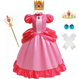 Peach Princess Dress Girl 2-10 Yrs Daisy Cosplay Costume Rosalina Dress Up Clothes Children Birthday Theme Party Carnival Outfit