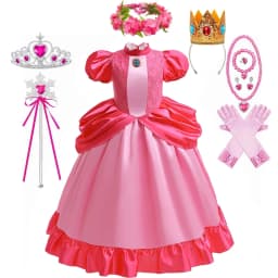 Peach Princess Dress Girl 2-10 Yrs Daisy Cosplay Costume Rosalina Dress Up Clothes Children Birthday Theme Party Carnival Outfit