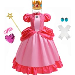 Peach Princess Dress Girl 2-10 Yrs Daisy Cosplay Costume Rosalina Dress Up Clothes Children Birthday Theme Party Carnival Outfit