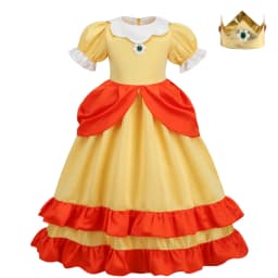 Peach Princess Dress Girl 2-10 Yrs Daisy Cosplay Costume Rosalina Dress Up Clothes Children Birthday Theme Party Carnival Outfit