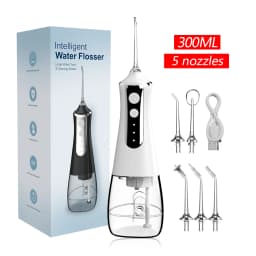 Dental Oral Irrigator Household Water Flosser Oral Cleaning Machine 5 Nozzles 3 Modes USB Rechargeable 300ml Water Tank