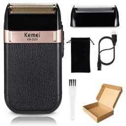 Kemei KM-2024 Powerful Rechargeable Shaver for Men Waterproof Electric Shaving Machine Bald Head Electric Razor with Extra Mesh