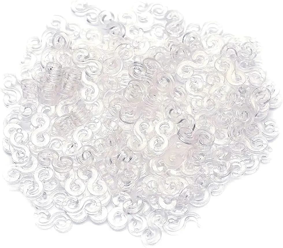 300Pcs S Clips Rubber Band Clips Plastic Connectors Refills Bracelet Loom Clips for Loom Bracelets Rubber Bands Refill Kit