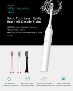 Adult Sonic Electric Toothbrush Ultrasonic Automatic USB Rechargeable IPX7 Waterproof Toothbrush Replaceable Tooth Brush Head