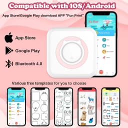 Mini Thermal Label Printer Smart Pocket Portable Photo Printer For Phone Wireless Bluetooth Adhesive Miniprint W/ Printing Paper
