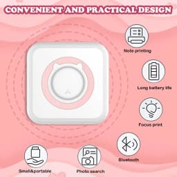 Mini Thermal Label Printer Smart Pocket Portable Photo Printer For Phone Wireless Bluetooth Adhesive Miniprint W/ Printing Paper