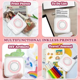 Mini Thermal Label Printer Smart Pocket Portable Photo Printer For Phone Wireless Bluetooth Adhesive Miniprint W/ Printing Paper