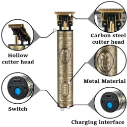 Kemei KM-700D Professional Hair Clipper Barber Hair Trimmer for Men Retro Buddha Cordless Edge Electric Hair Cutting Machine