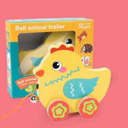 Montessori Early education Wooden Animal Car Toys Children Drag Car for kids Learning Walk and Have Fun Gift