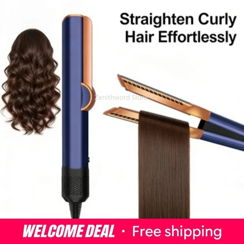 Professional 2 in 1 Hair Dryer Straightener Combo Negative  Flat Iron Long-Lasting Styling Essential Tool for All Hair Textures
