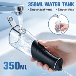 SEJOY Portable Oral Irrigator 5 Modes,350ml Tank Water Flosser for Orthodontics & Sensitive Gums, Wireless, Ideal for Travel, Family, Black