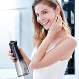 SEJOY Portable Oral Irrigator 5 Modes,350ml Tank Water Flosser for Orthodontics & Sensitive Gums, Wireless, Ideal for Travel, Family, Black
