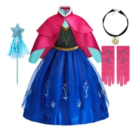 Girls Princess Dress Kids Snow Queen Cosplay Costume Halloween Party Dress Up Outfit with Wig Headband Accessories Set Book Week