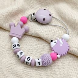 Custom Baby Name Pacifier Clip BPA Free Food Grade Silicone Teether Blue Crown Hedgehog Dummy Chain Soother Leash Toddler Gift