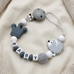Custom Baby Name Pacifier Clip BPA Free Food Grade Silicone Teether Blue Crown Hedgehog Dummy Chain Soother Leash Toddler Gift