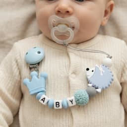 Custom Baby Name Pacifier Clip BPA Free Food Grade Silicone Teether Blue Crown Hedgehog Dummy Chain Soother Leash Toddler Gift