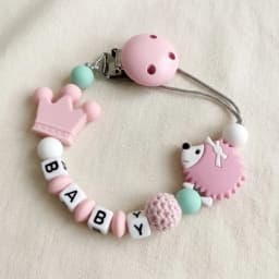 Custom Baby Name Pacifier Clip BPA Free Food Grade Silicone Teether Blue Crown Hedgehog Dummy Chain Soother Leash Toddler Gift
