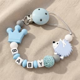 Custom Baby Name Pacifier Clip BPA Free Food Grade Silicone Teether Blue Crown Hedgehog Dummy Chain Soother Leash Toddler Gift