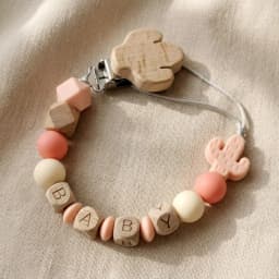 Personalized Name Fox Baby Pacifier Clip Chain Food Grade Silicone Wooden Teether Beads BPA Free Dummy Holder Infant Toy