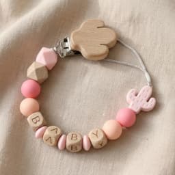 Personalized Name Fox Baby Pacifier Clip Chain Food Grade Silicone Wooden Teether Beads BPA Free Dummy Holder Infant Toy