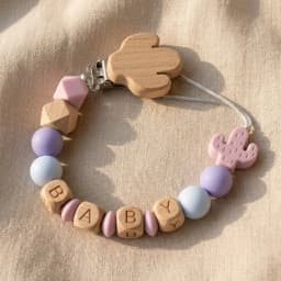 Personalized Name Fox Baby Pacifier Clip Chain Food Grade Silicone Wooden Teether Beads BPA Free Dummy Holder Infant Toy