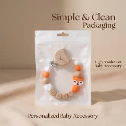 Personalized Name Fox Baby Pacifier Clip Chain Food Grade Silicone Wooden Teether Beads BPA Free Dummy Holder Infant Toy