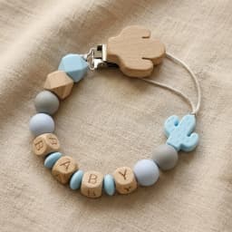 Personalized Name Fox Baby Pacifier Clip Chain Food Grade Silicone Wooden Teether Beads BPA Free Dummy Holder Infant Toy