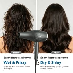 WETECH Professional 2000W Negative Ionic Hair Dryer AC Motor Salon Hairdryer Adjustable Temperature Fast Drying Blow Dryer with Styling Nozzles