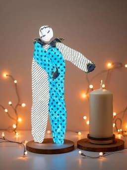 Halloween Kids Scary Clown Costume Boys Blue Polka Dot Striped Jumpsuit with Mask