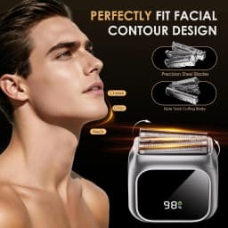 Mini Electric Smart Shaver Razor for Men with 20,000 RPM Motor,LED Display,3 Floating Blades,IPX7 Waterproof,Beard Trimmer Tool